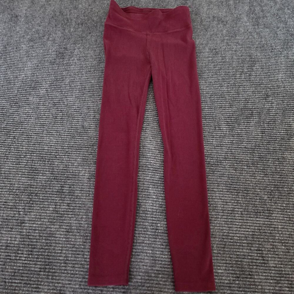 PACT Women's Size Small Burgundy Ribbed Oganic Cotton Leggings